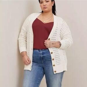 Torrid Cream Button-Front Cardigan